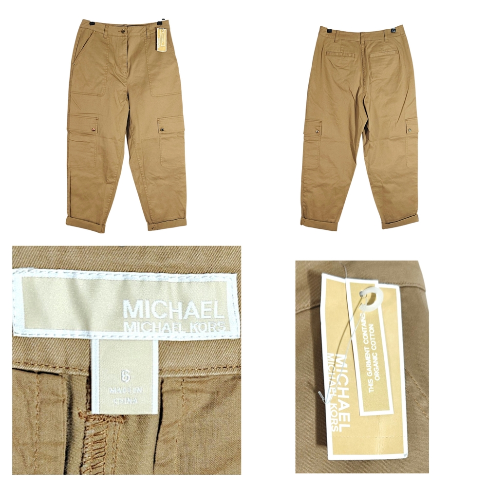 Michael Kors Khaki Cargo Pants with Rolled Hem